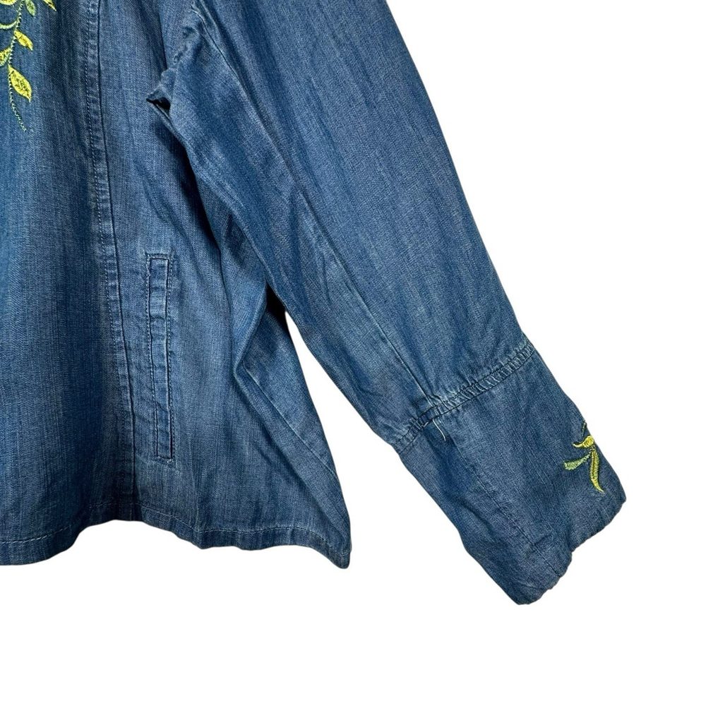 Chelsea & Theodore Denim Zip up Floral Embroided Jacket Size 2XL - Picture 4 of 12